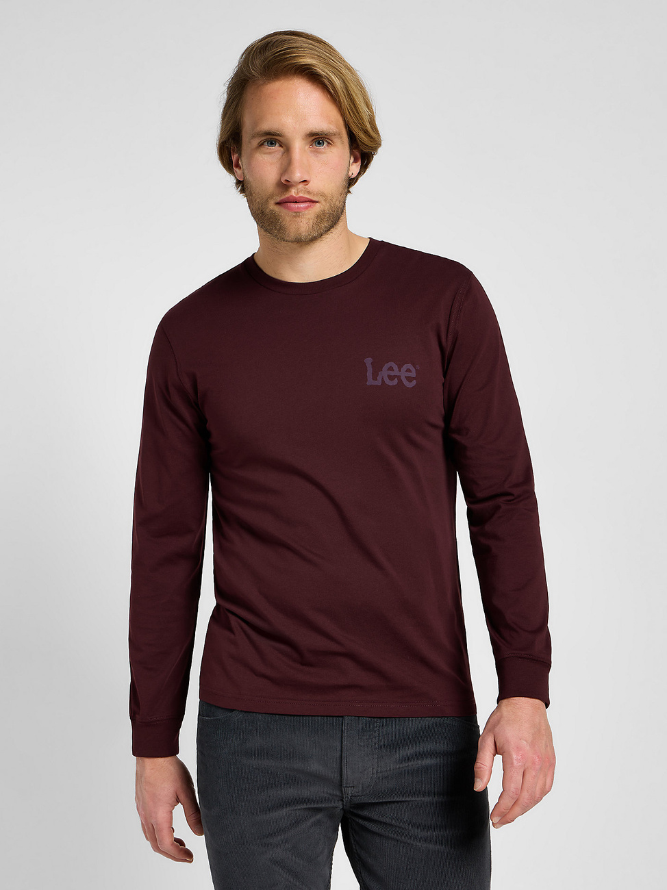 LEE MĘSKA KOSZULKA LONGSLEEVE LEE LS MED WOBLLY VELVET BEET 112355593