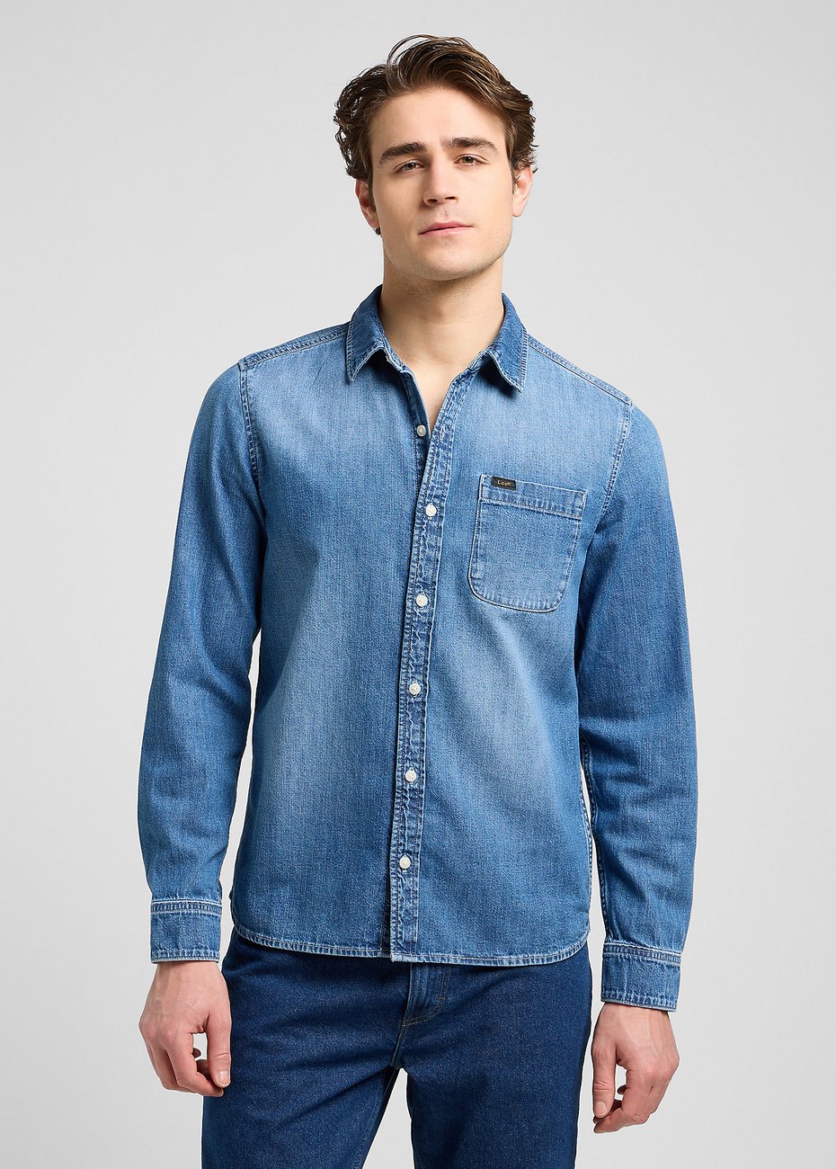 MESKA KOSZULA JEANSOWA LEE LEESURE SHIRT MID BLUE DENIM 112370551