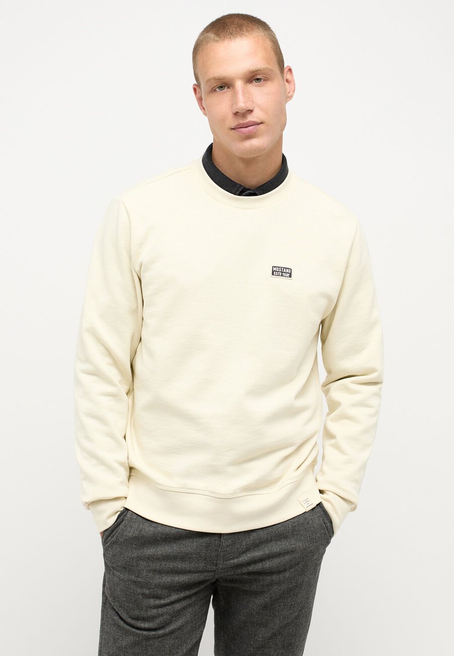 MĘSKA BLUZA MUSTANG Ben Crewneck White Asparagus 1014511 3000