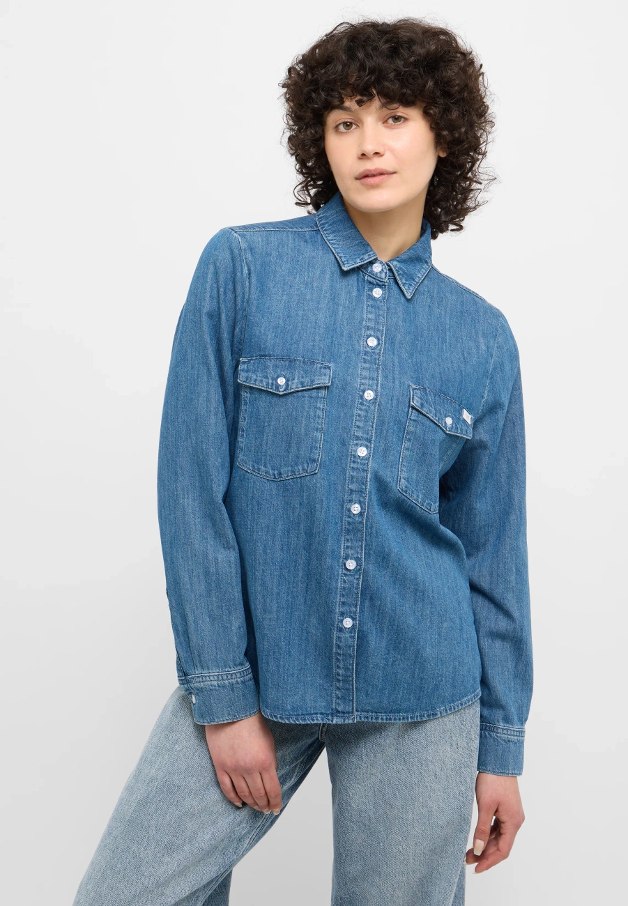 Damska Koszula Mustang Style Sedana Basic Shirt Denim Blue 1015590 5000 540