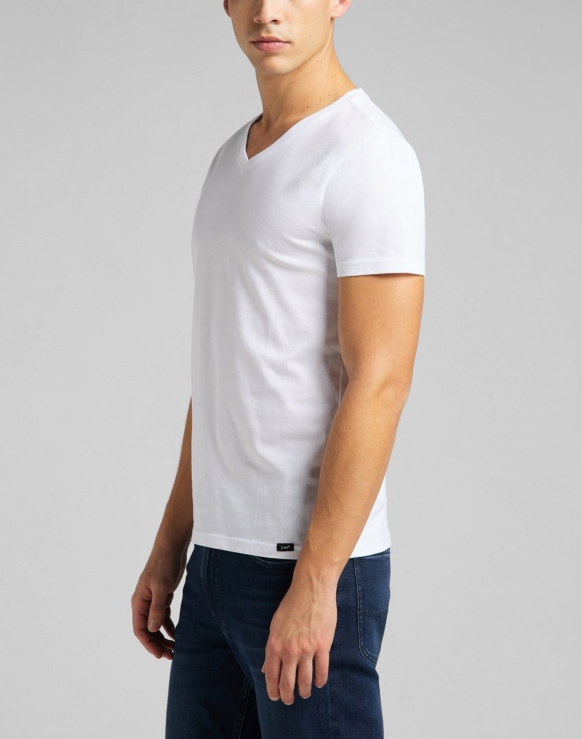 LEE TWIN PACK V NECK MĘSKI T-SHIRT KOSZULKA DWUPAK WHITE L62ECM12 112114541