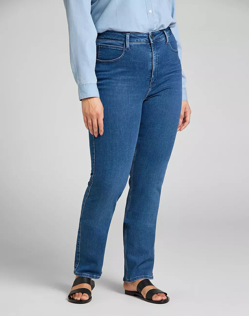LEE CLASSIC STRAIGHT PLUS DAMSKIE SPODNIE JEANSOWE JEANSY MID EVITA L32JPVYW 112107649