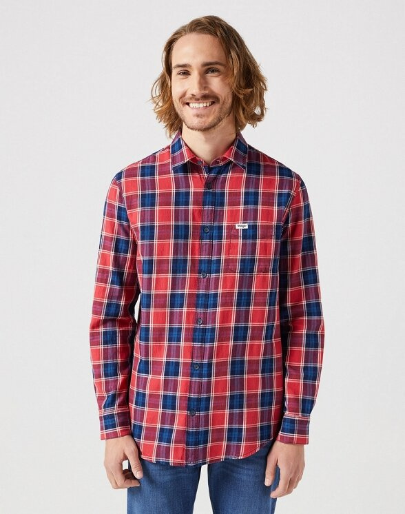 WRANGLER MĘSKA KOSZULA LS 1 PKT SHIRT RED INDIGO 112350396 W5A9017325