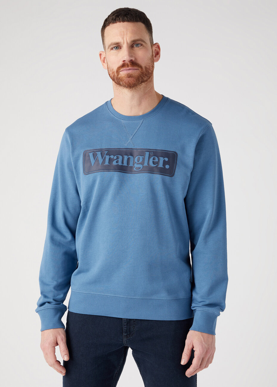 WRANGLER SEASONAL CREW MĘSKA BLUZA NIEROZPINANA LOGO CAPTAINS BLUE 112341198 W6F3015076