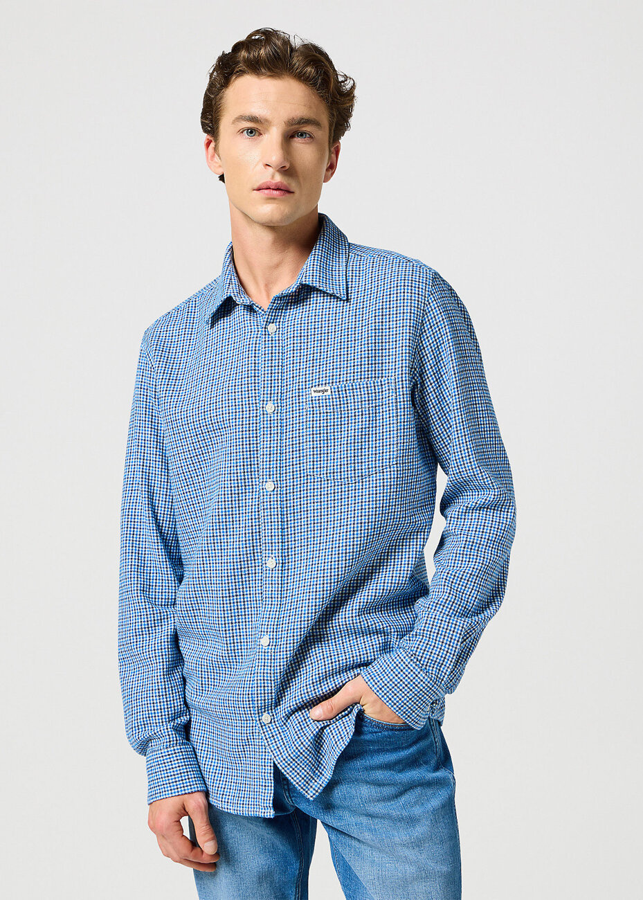 WRANGLER MĘSKA KOSZULA 1 PKT SHIRT WRANGLER BLUE 112357232 W5X2018059