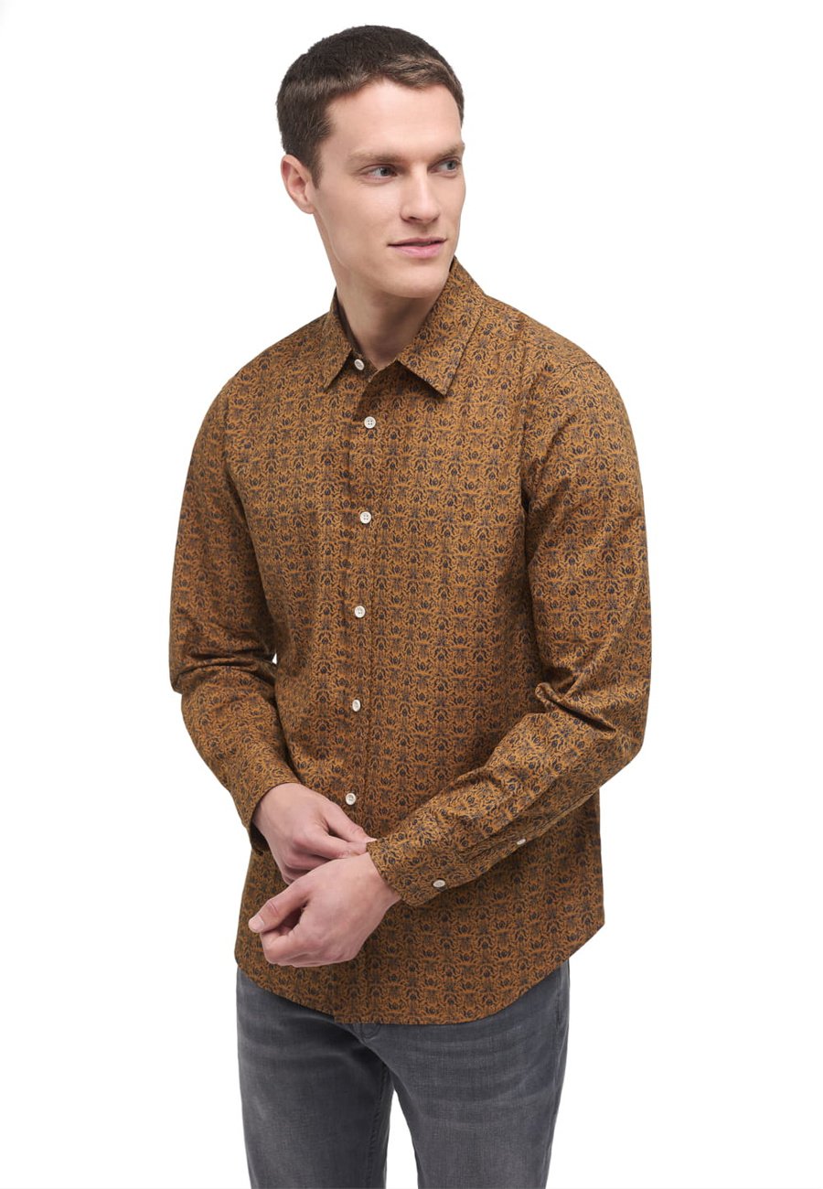 Męska Koszula MUSTANG Clemens tonal AOP AOP Mountain Ethno Braun 1014126 12495