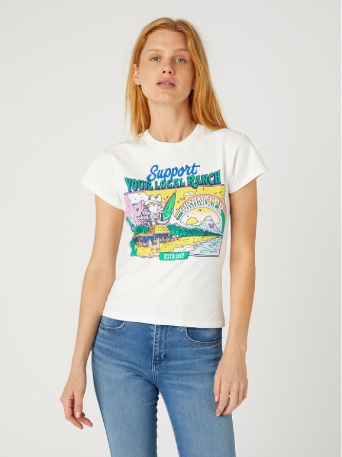 WRANGLER DAMSKA KOSZULKA WRANGLER SHRUNKEN BAND TEE WORN WHITE 112332013