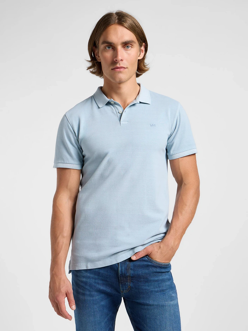 MESKA KOSZULKA POLO LEE GARMENT DYE POLO CONCRETE GRAY 112363859