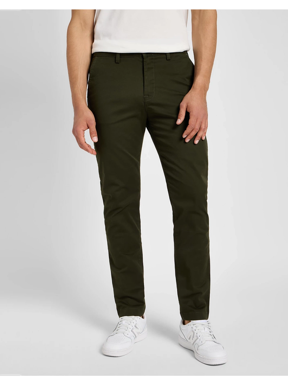 LEE MĘSKIE SPODNIE MATERIAŁOWE SLIM CHINO OLIVE NIGHT 112355772 L71L016192
