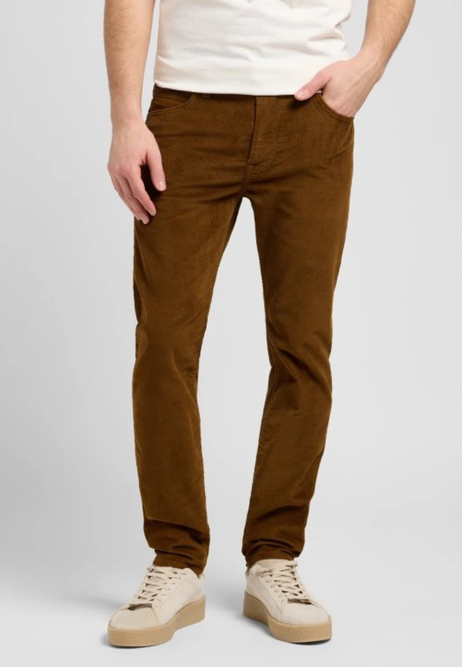 MESKIE SPODNIE SZTRUKSOWE LEE RIDER QUAIL BROWN 112370640