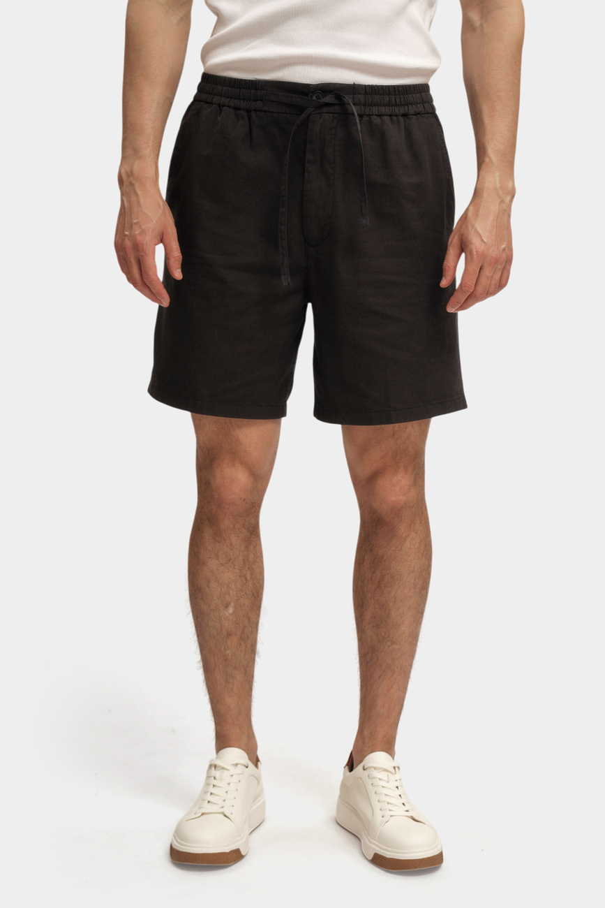 Męskie szorty Mustang Style Linen Jogger Shorts Black Beauty 1016459 4185