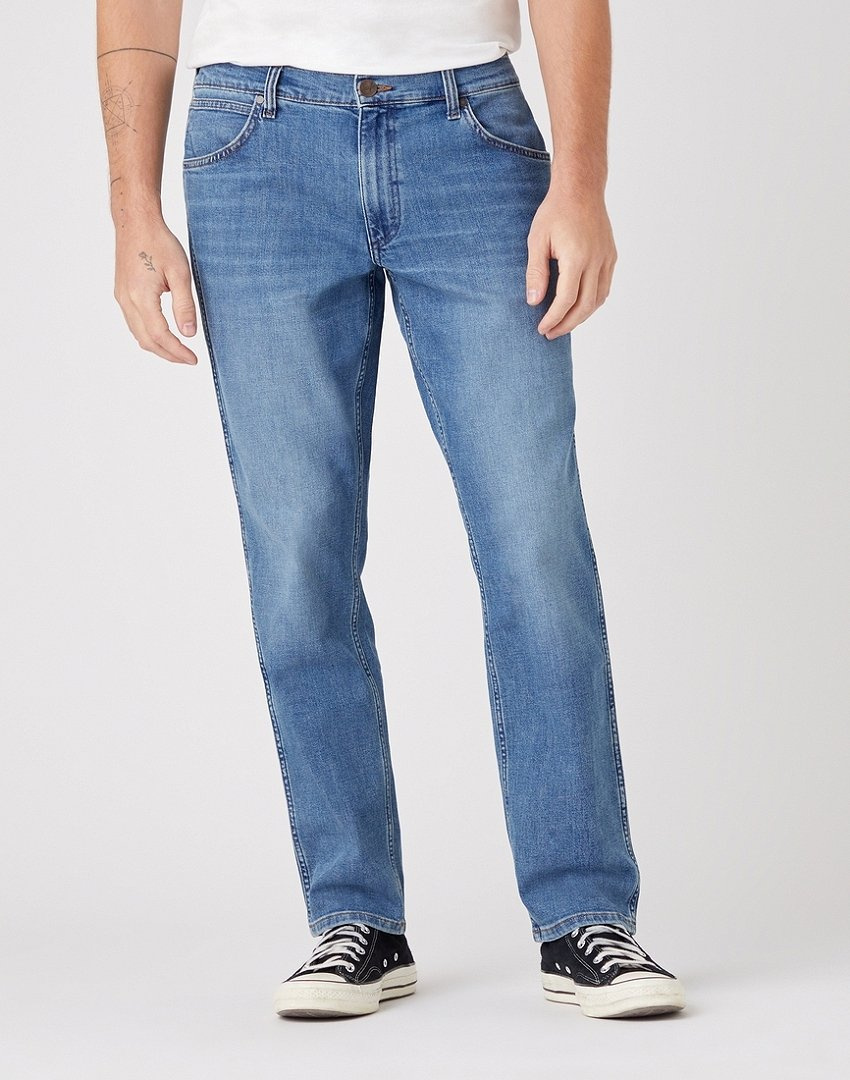 WRANGLER GREENSBORO MĘSKIE SPODNIE JEANSOWE DUSKY CLOUD W15QYJ38R 112145842