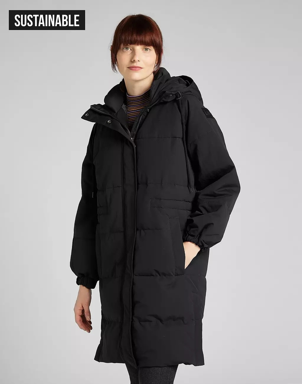 LEE LONG PUFFER DAMSKA KURTKA ZIMOWA BLACK L56IXW01 112140309