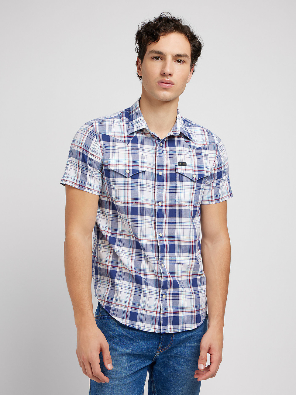 LEE MĘSKA KOSZULA LEE SS WESTERN SHIRT MEDIEVAL BLUE 112349936