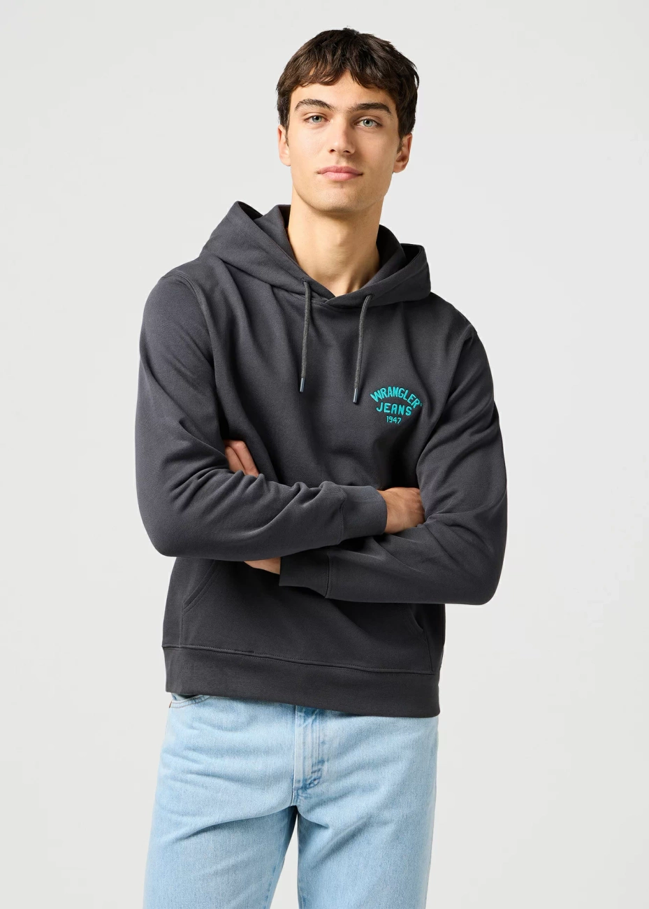 MĘSKA BLUZA WRANGLER SMALL LOGO HOODIE FADED BLACK 112364094