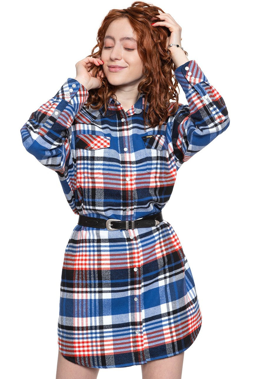 WRANGLER OVERSHIRT DRESS COBALT BLUE W5Q9BLB09 112130298