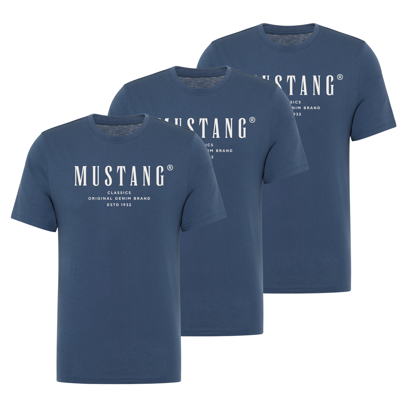 3PAK Męski T-Shirt Mustang Style Alex Dark Denim 1017329 5242