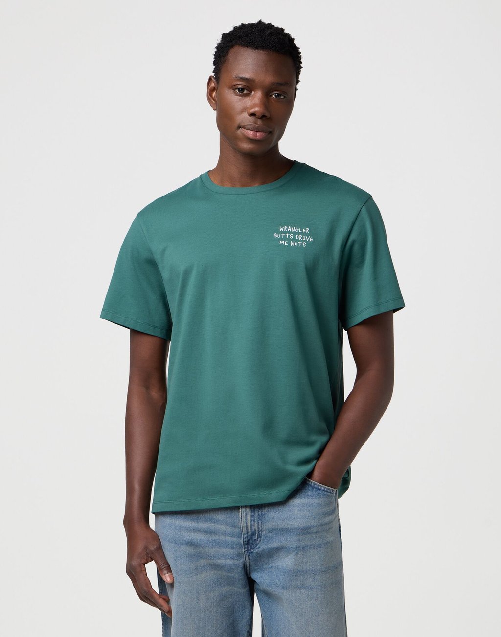 MESKA KOSZULKA WRANGLER EMBROIDERY TEE BISTRO GREEN 112371491
