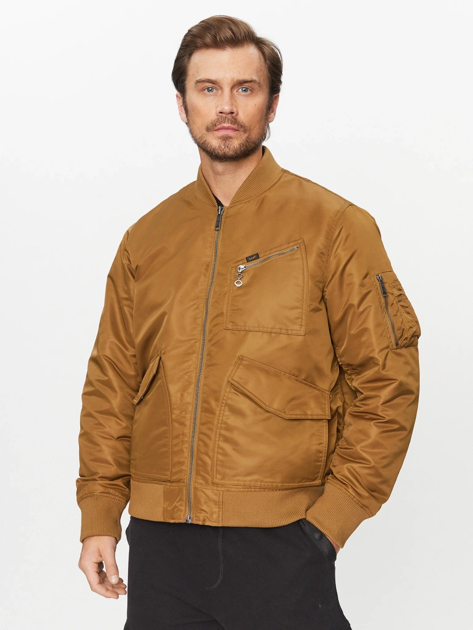 LEE MĘSKA KURTKA BOMBER JACKET BEIGE 112341653 L87G015048