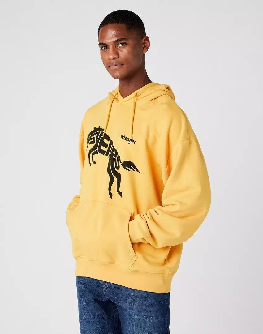 WRANGLER 75TH ANNI HOODIE MĘSKA BLUZA LOGO NADRUK YOLK YELLOW W645HTY23 112146186