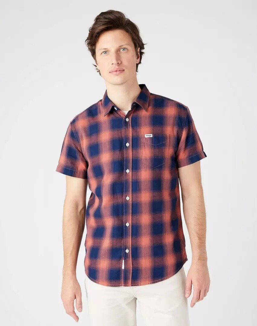 WRANGLER SS 1 PKT SHIRT MĘSKA KOSZULA KRATA SUNDRENCHED BLU W5J1BKX79 112146129