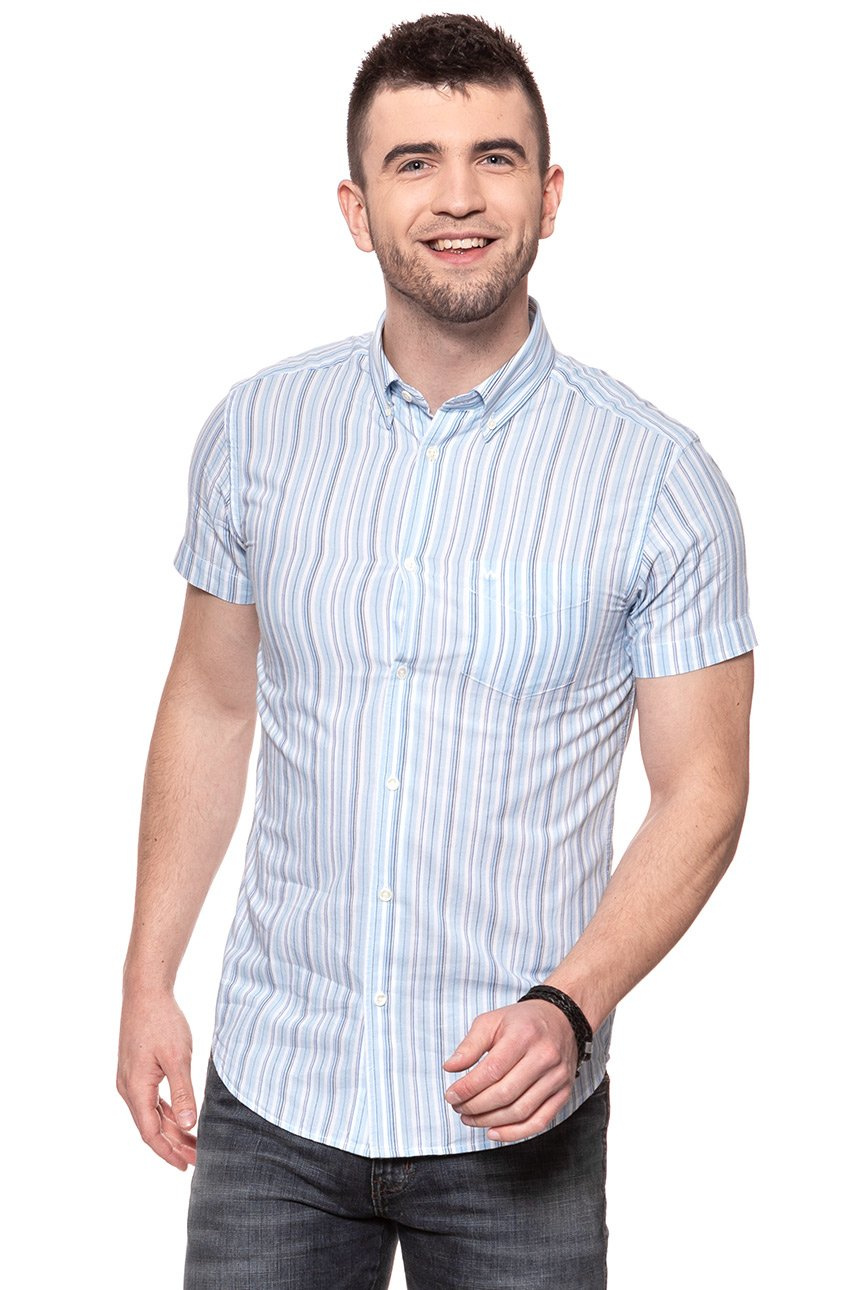 KOSZULA MĘSKA KRÓTKI RĘKAW WRANGLER SS 1PKT BUTTON-DOWN SAPPHIRE BLUE W5944NQBT 112129756