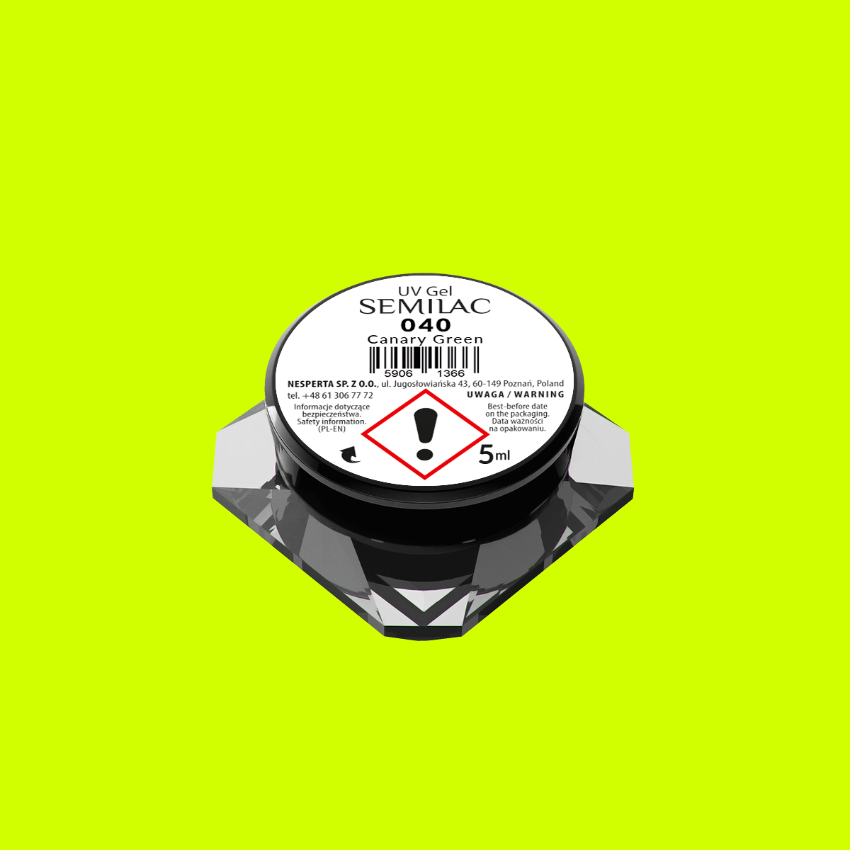 040 Kolorowy lakier żelowy Semilac Canary Green 5ml