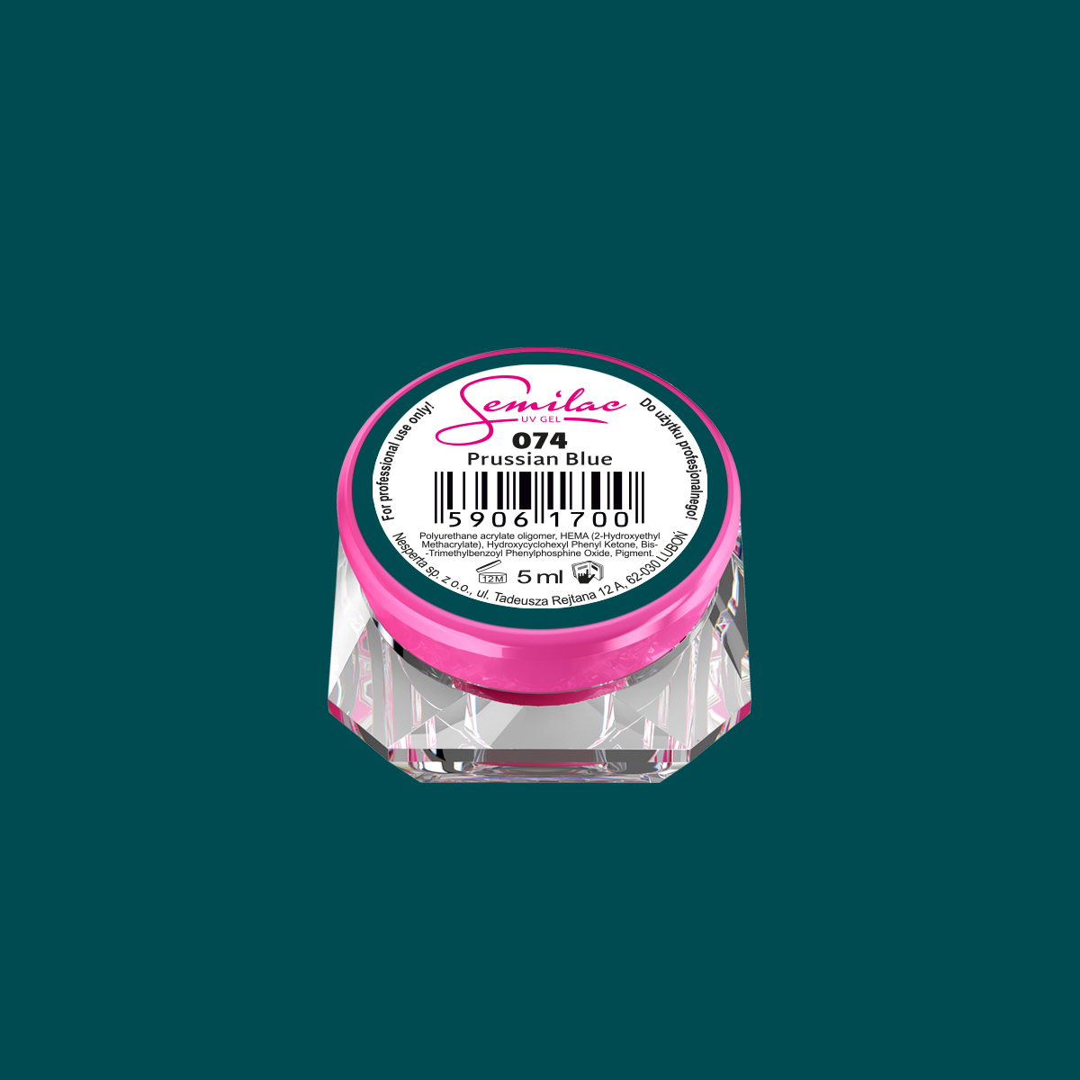 074 Kolorowy lakier żelowy Semilac Prussian Blue 5ml