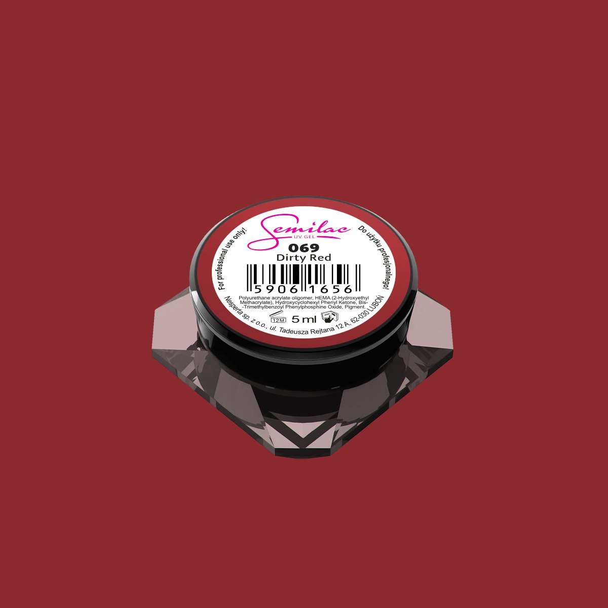 069 Kolorowy lakier żelowy Semilac Dirty Red 5ml