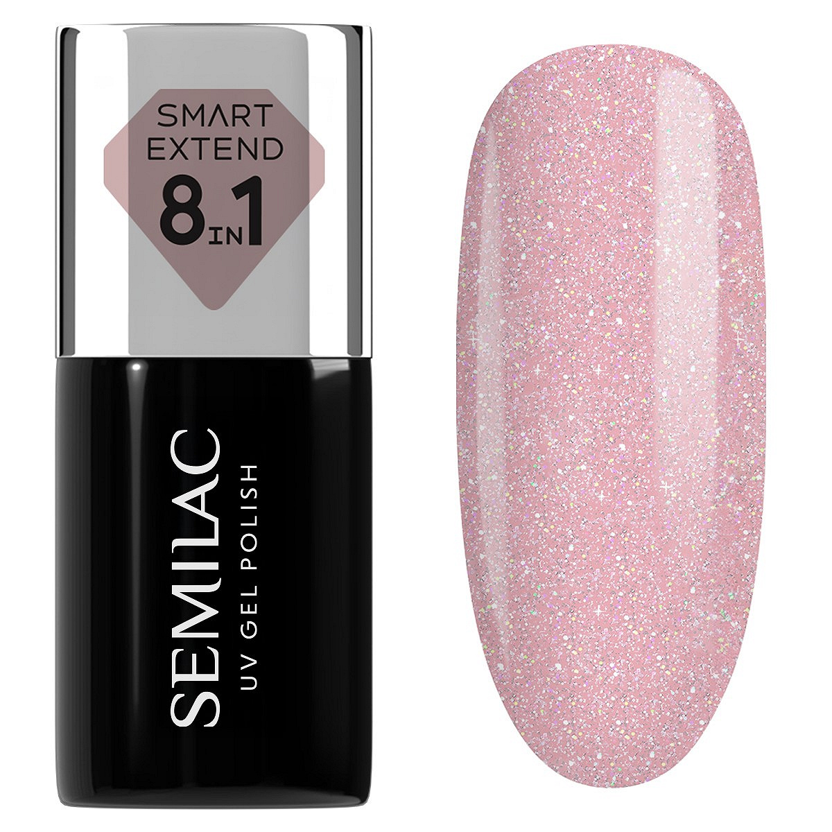 805 Semilac Smart Extend Glitter Dirty Nude Rose 7 ml