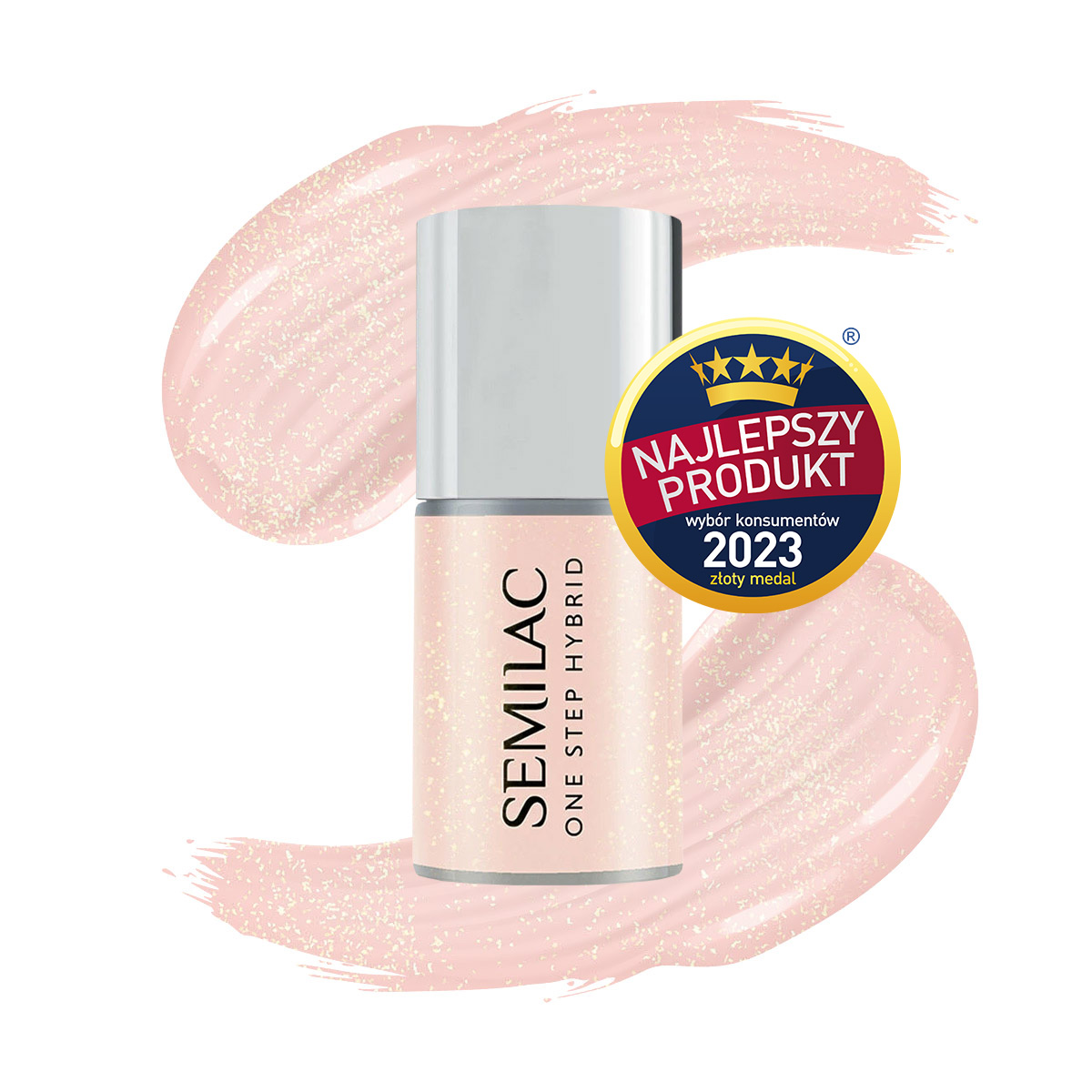 S258 Semilac One Step Hybrid 3w1 Naked Glitter Peach 5 ml