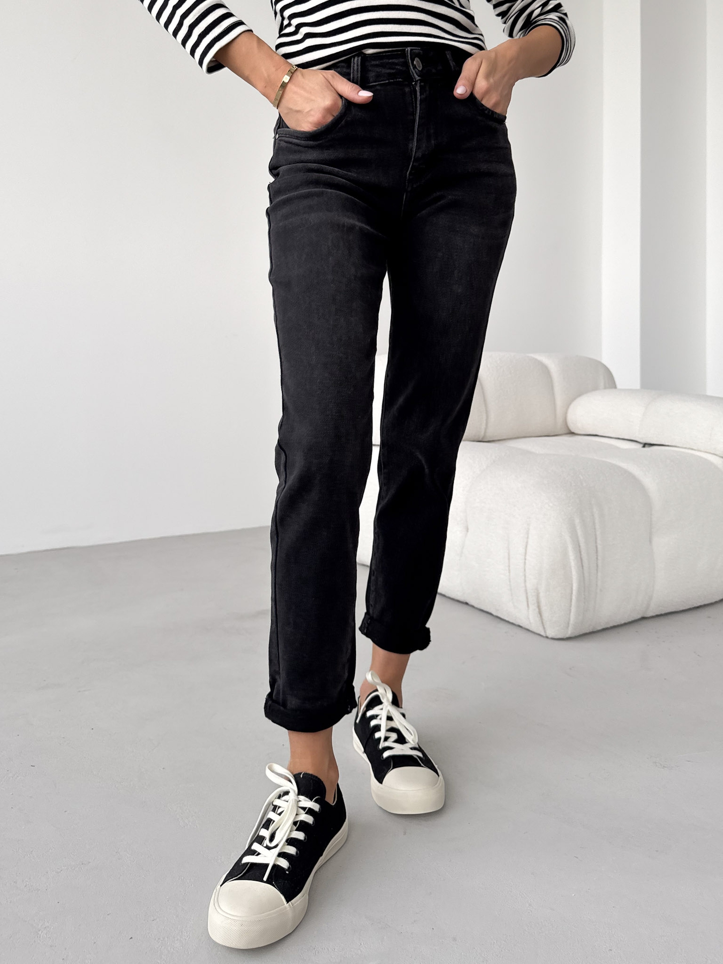 Spodnie Mom Fit Graphite