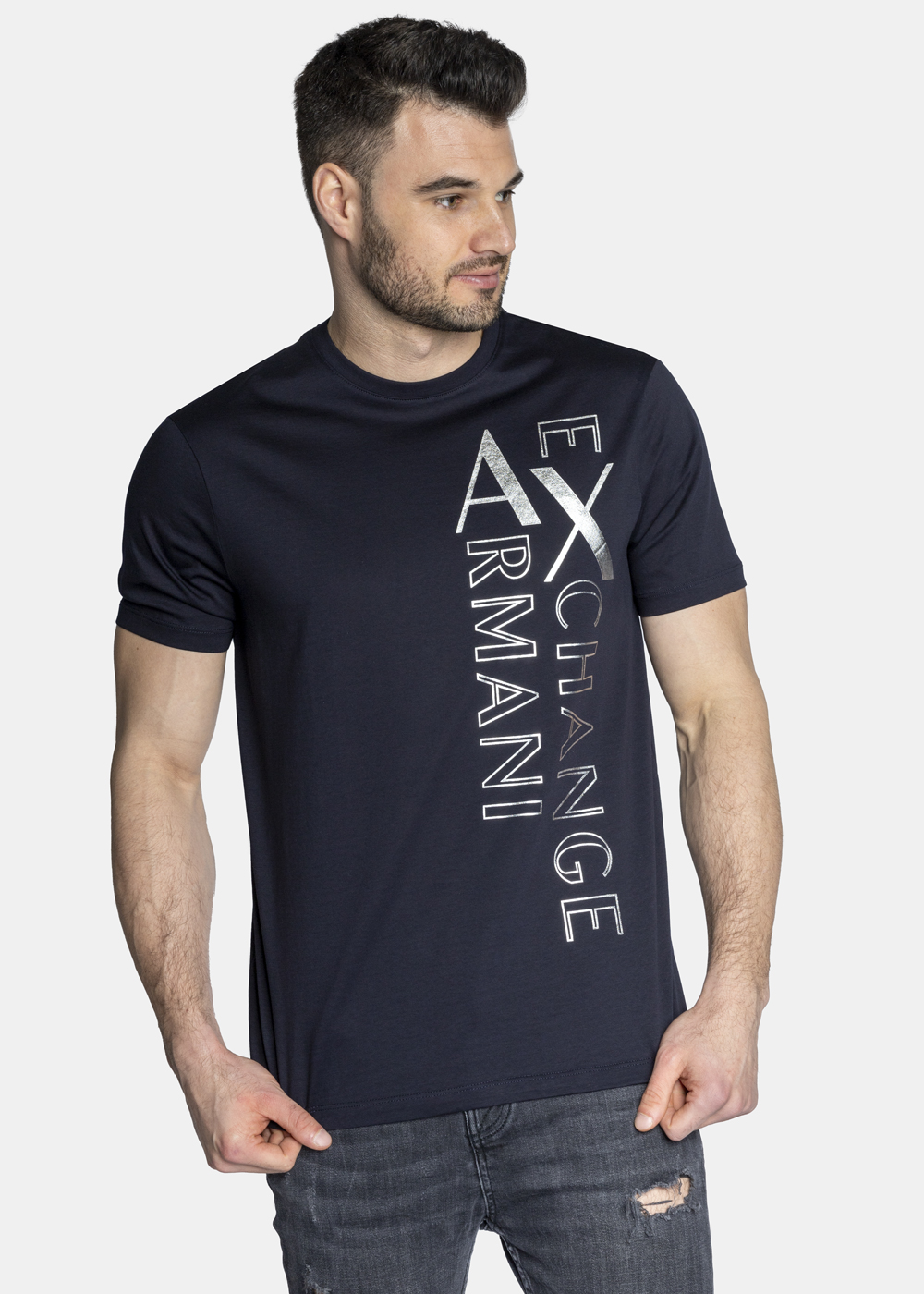 Koszulka męska granatowa Armani Exchange 3LZTNA ZJ9AZ 05FB
