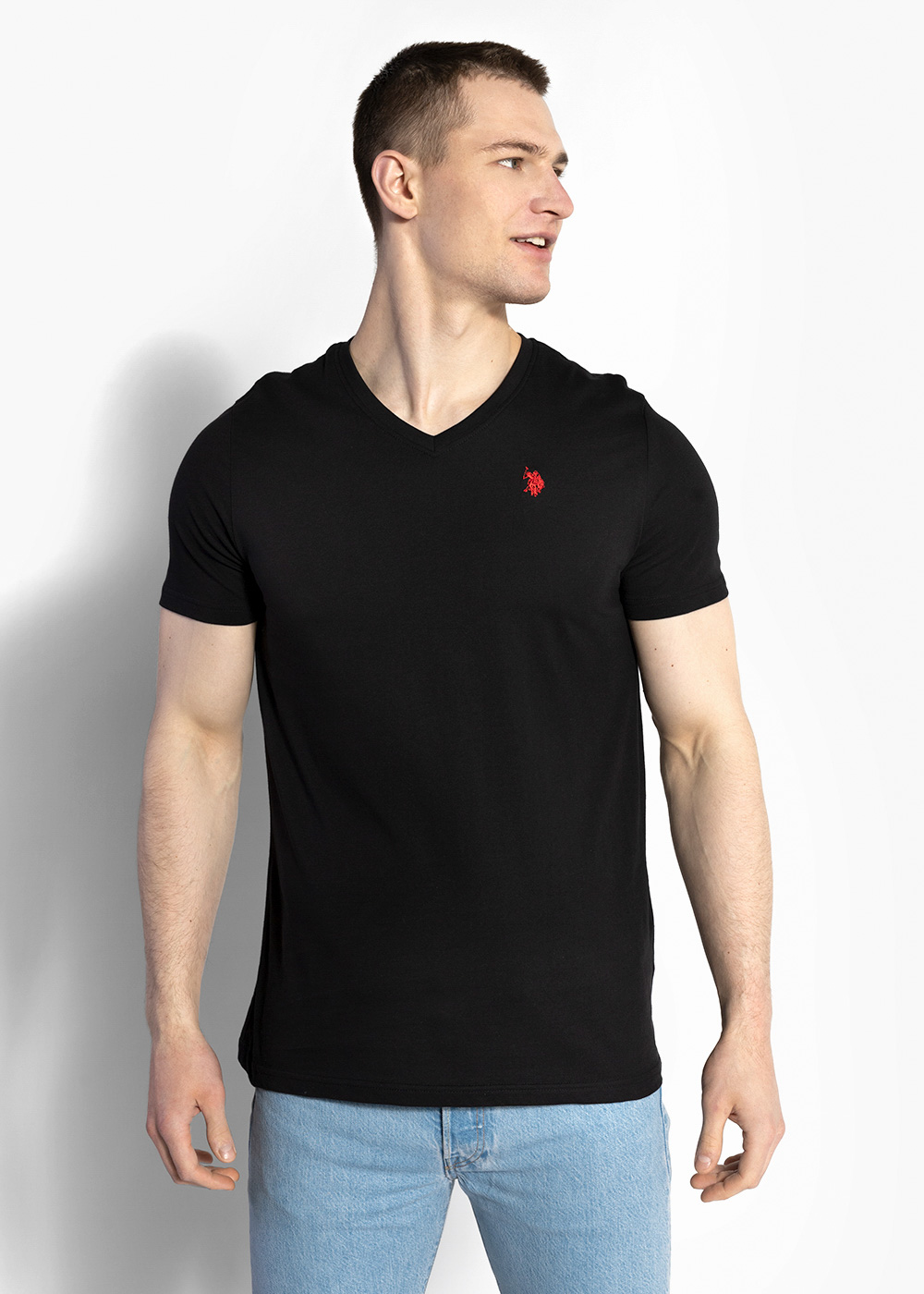 Koszulki męskie czarne U.S. POLO 2Pack V-neck