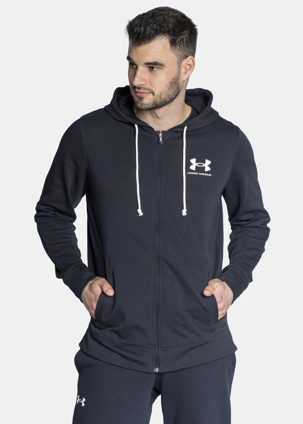 Bluza z kapturem męska czarna Under Armour UA Rival Terry Lc Fz