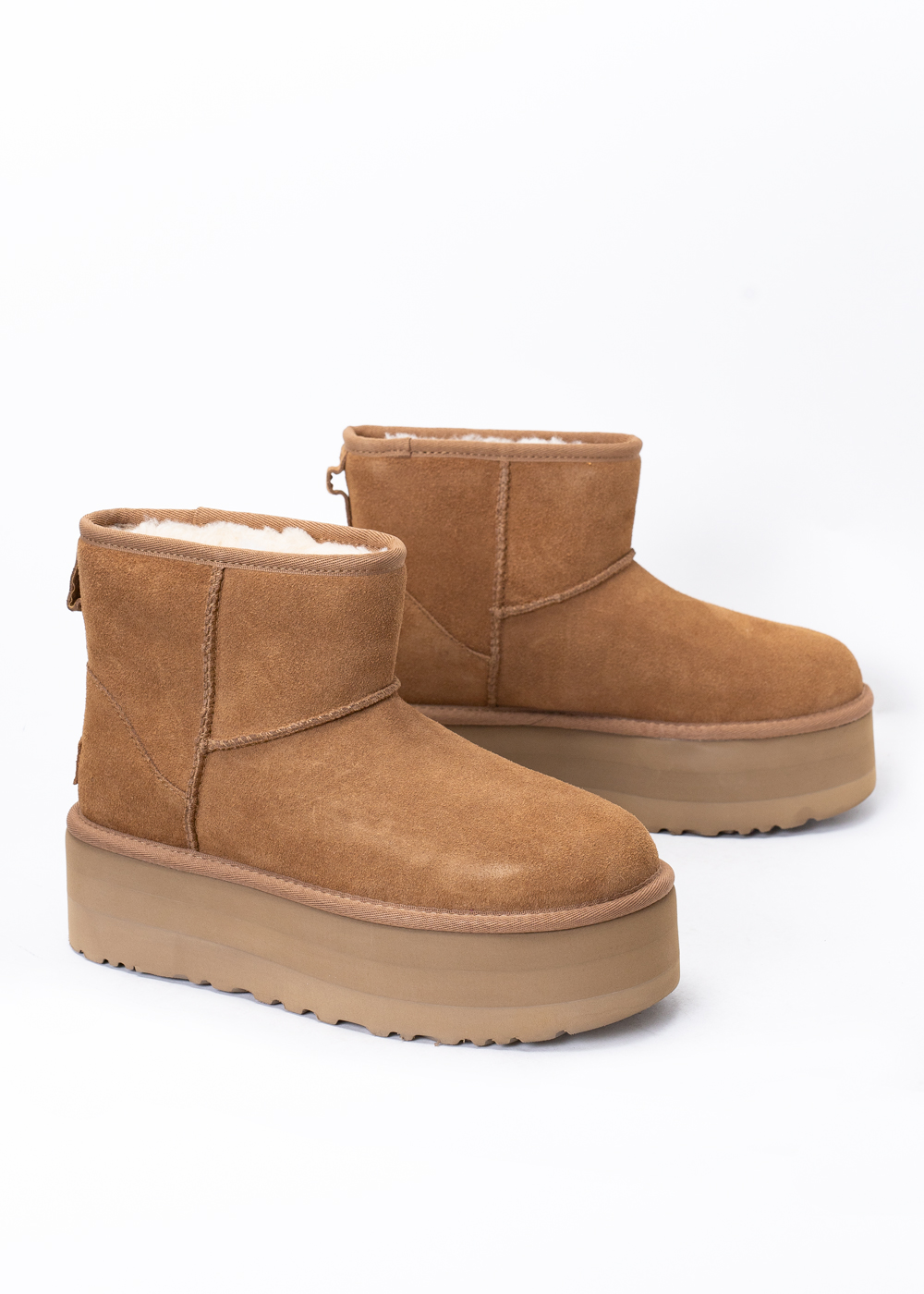 Buty zimowe damskie brązowe UGG W CLASSIC MINI PLATFORM