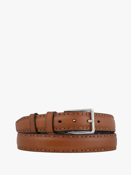 Rudy pasek ze skóry licowej