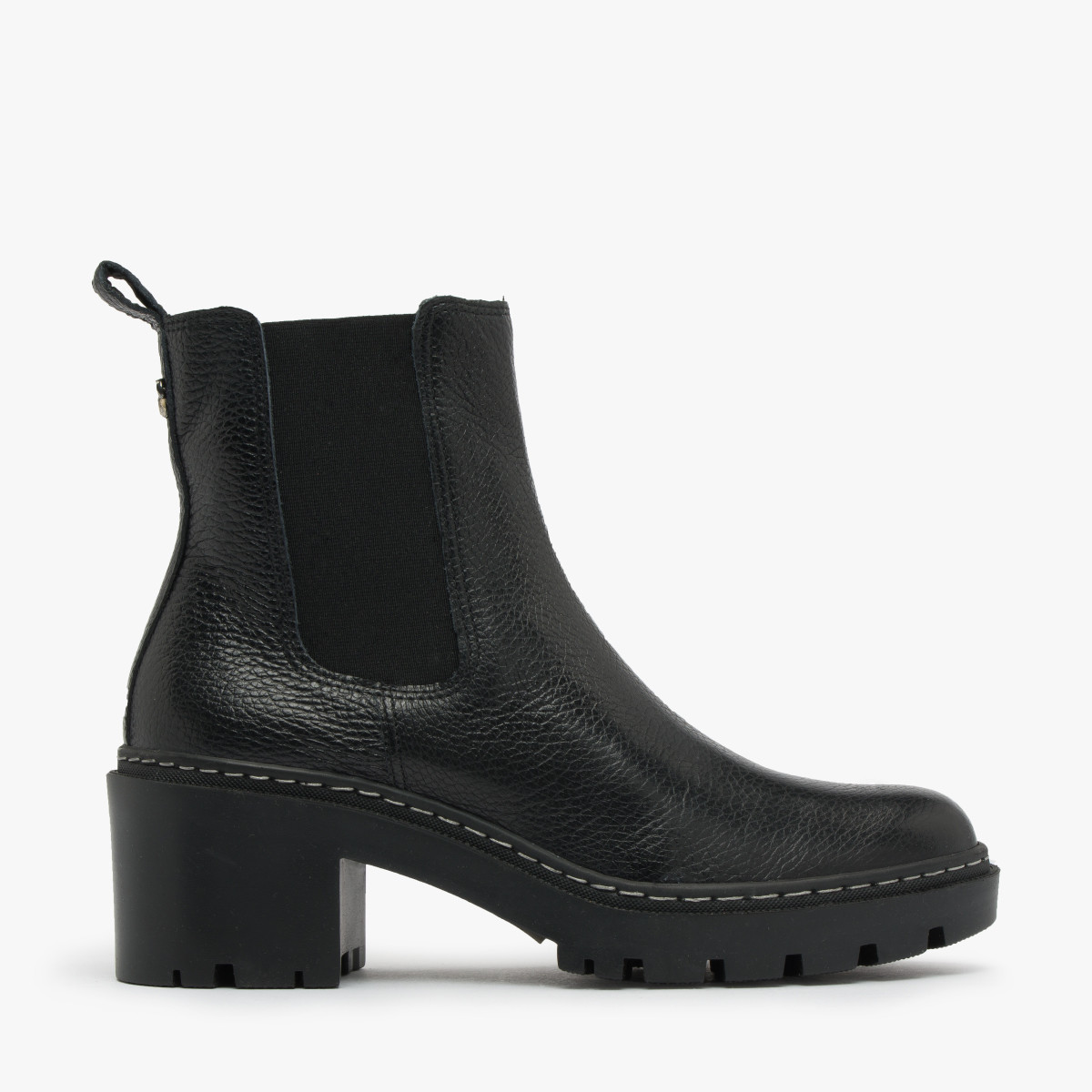 Czarne sztyblety na masywnym obcasie SAMANTA