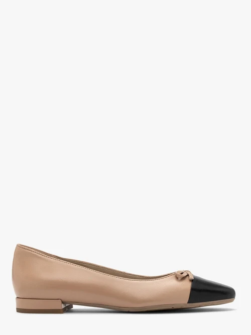 Beżowo-czarne baleriny na niskim obcasie