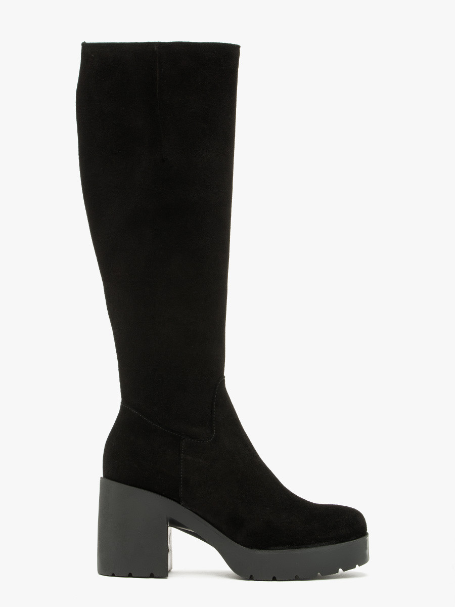 Czarne kozaki na masywnym obcasie JOANNA