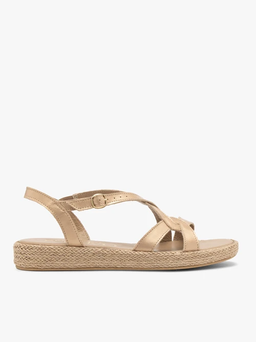 Złote sandały damskie płaskie