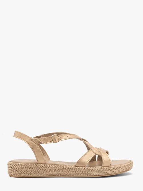 Złote sandały damskie płaskie