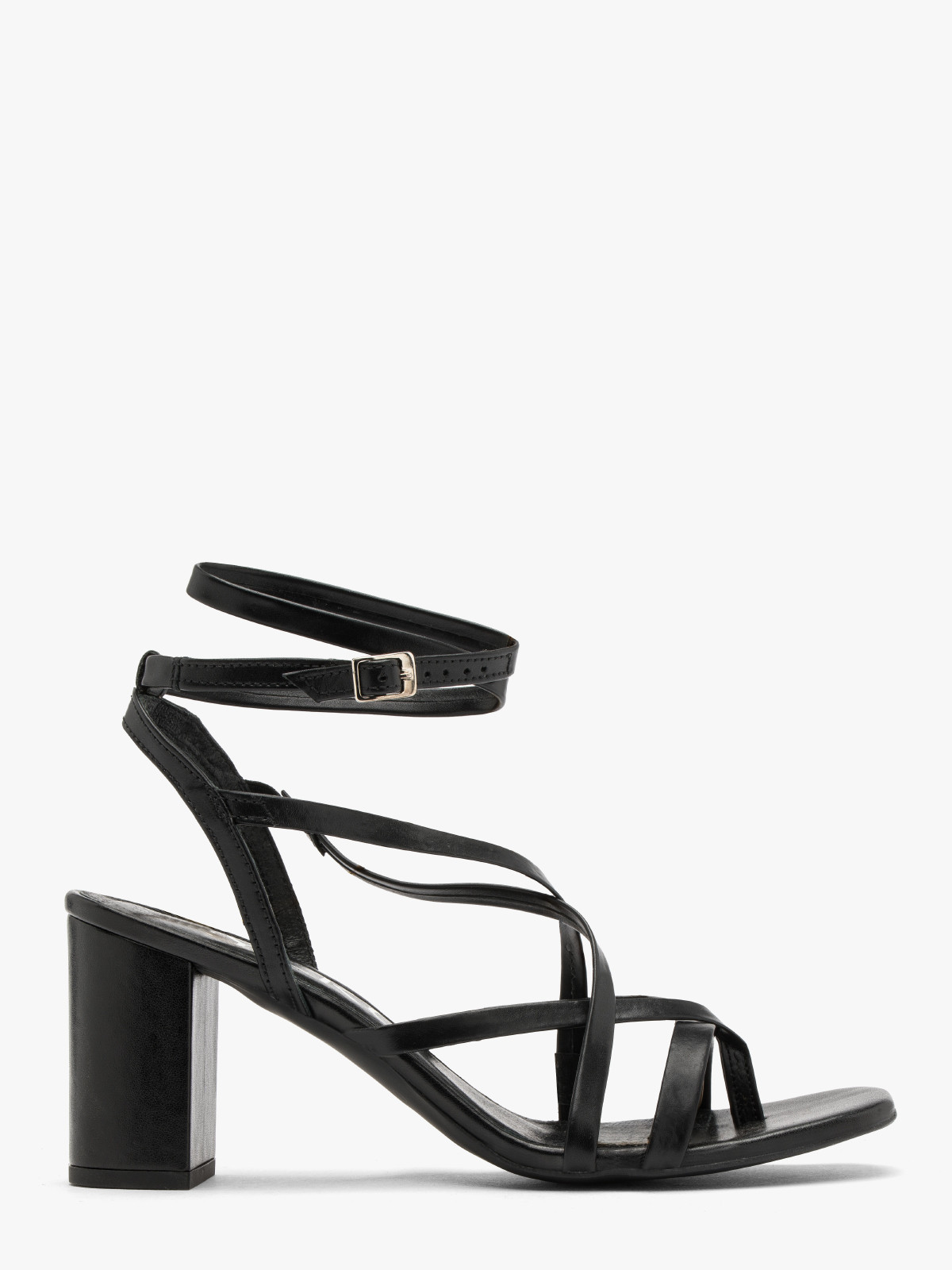 Czarne japonki na obcasie ANDIE