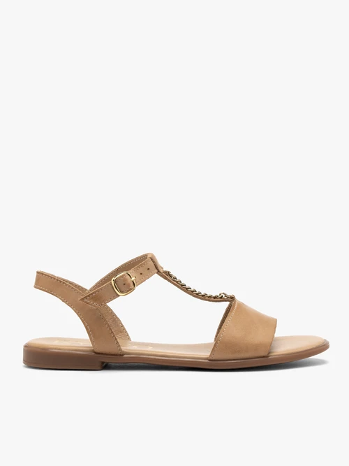 Beżowe sandały damskie płaskie