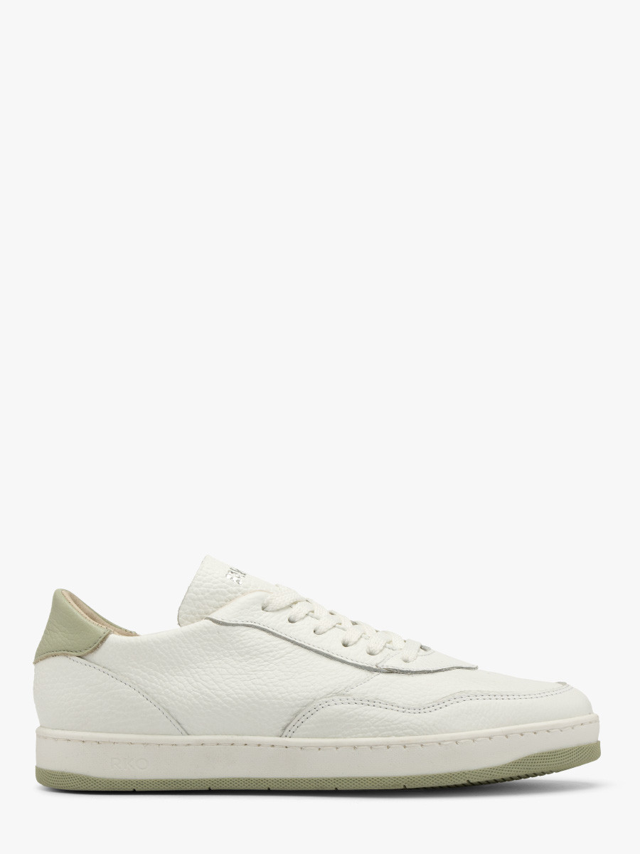 Białe półbuty sportowe z miętową wstawką na pięcie NORA