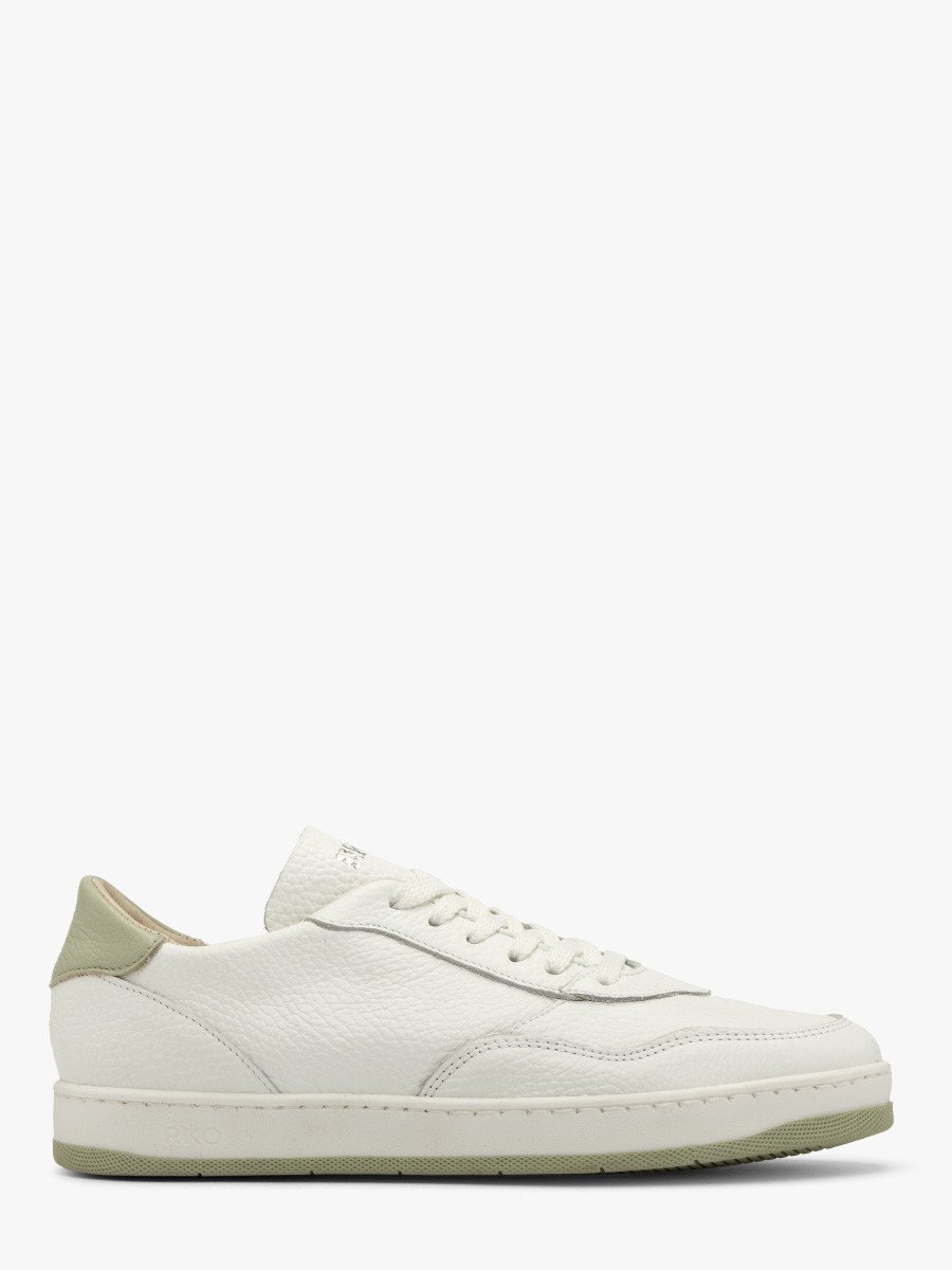 Białe półbuty sportowe z miętową wstawką na pięcie NORA