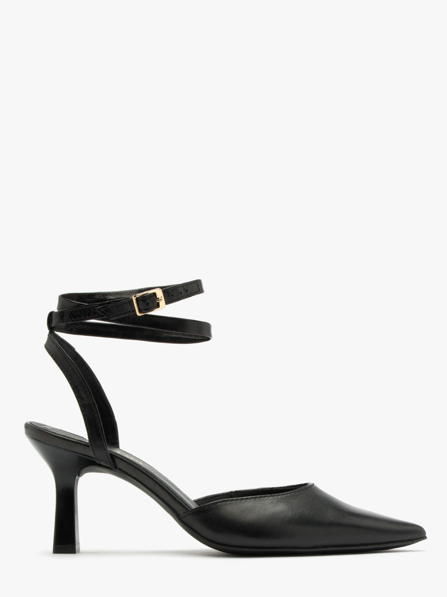 Czarne czółenka z paskiem wokół kostki OFELIA