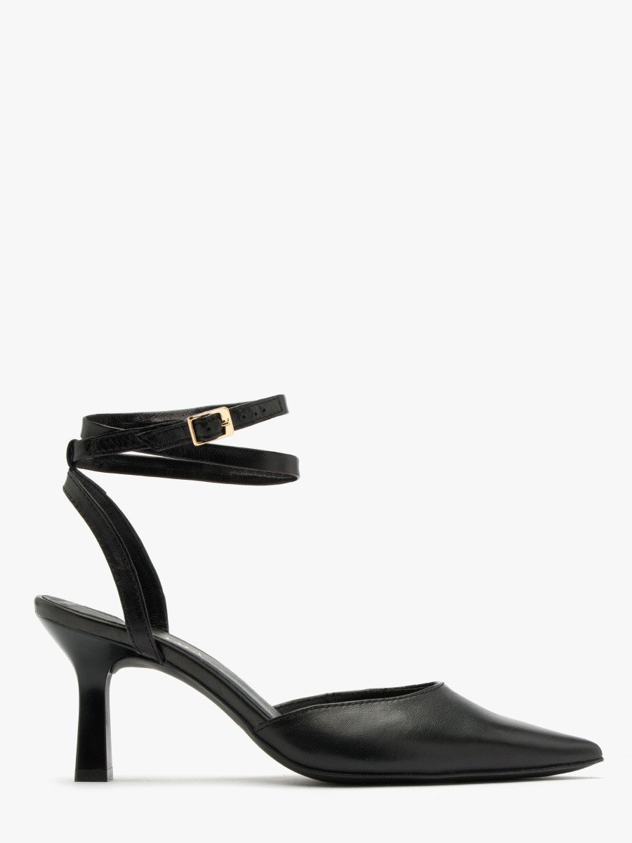 Czarne czółenka z paskiem wokół kostki OFELIA