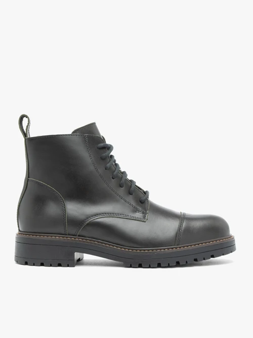 Ciemnozielone trzewiki ze skóry licowej