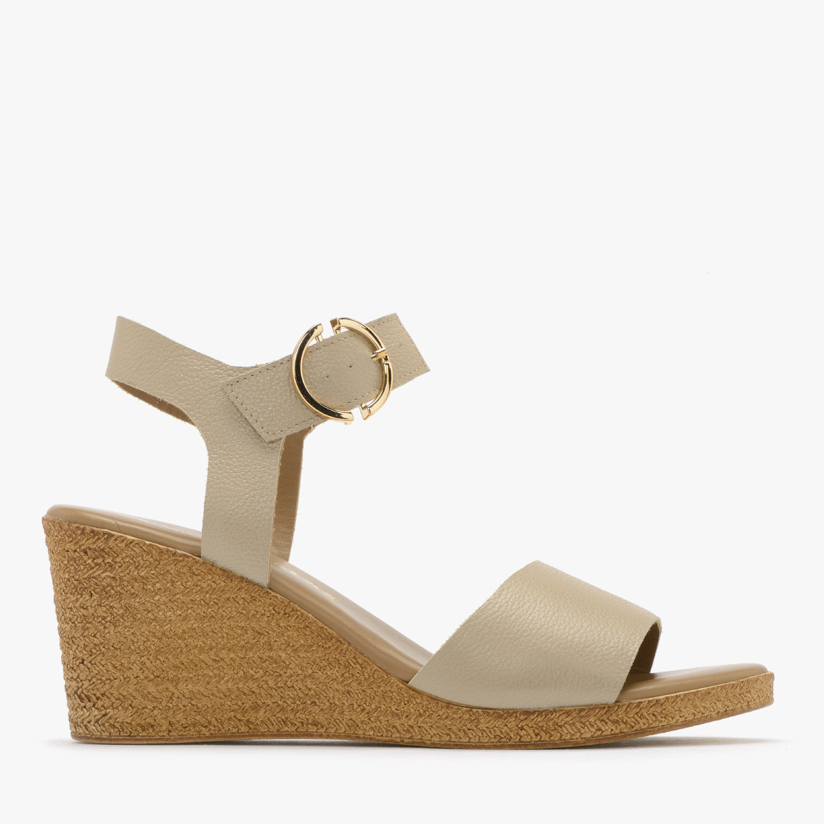 Platynowe sandały na koturnie ADRIANA